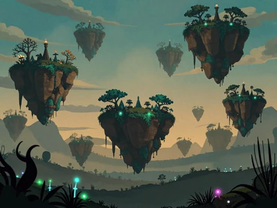 Quiet Drift File - indie puzzle exploration game with bioluminescent floating islands